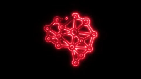 Glowing All Brain Icon and Symbol in HD Video Neon 스톡 동영상 304556769