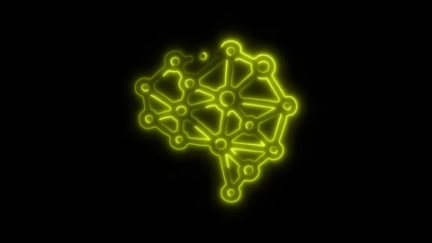 Glowing All Brain Icon and Symbol in HD Video Neon 库存影片 304556770