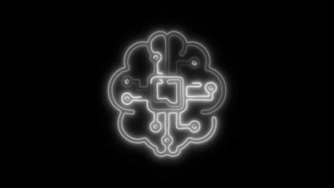 Glowing All Brain Icon and Symbol in HD Video Neon 库存影片 304556790