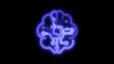 Glowing All Brain Icon and Symbol in HD Video Neon Video stock 304556793