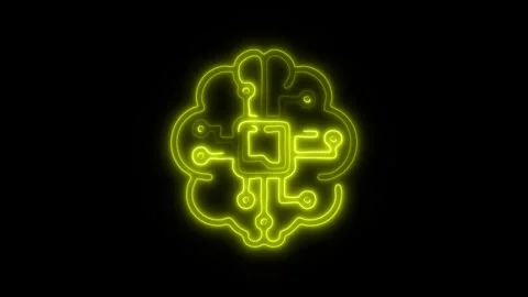 Glowing All Brain Icon and Symbol in HD Video Neon 스톡 동영상 304556797