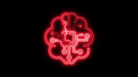 Glowing All Brain Icon and Symbol in HD Video Neon Vídeo Stock 304556799