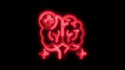 Glowing All Brain Icon and Symbol in HD Video Neon 스톡 동영상 304556801