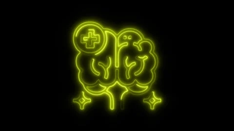 Glowing All Brain Icon and Symbol in HD Video Neon Vídeo Stock 304556804