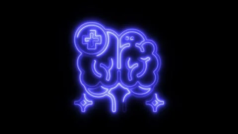 Glowing All Brain Icon and Symbol in HD Video Neon 스톡 동영상 304556806
