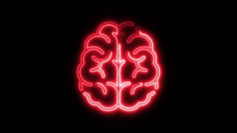 Glowing All Brain Icon and Symbol in HD Video Neon Video stock 304556819
