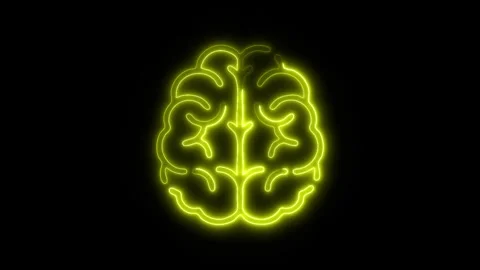 Glowing All Brain Icon and Symbol in HD Video Neon 库存影片 304556822