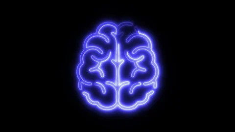 Glowing All Brain Icon and Symbol in HD Video Neon 動画素材 304556824