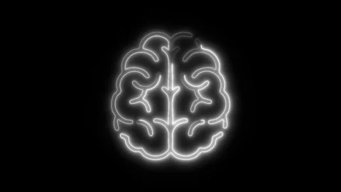 Glowing All Brain Icon and Symbol in HD Video Neon 库存影片 304556827