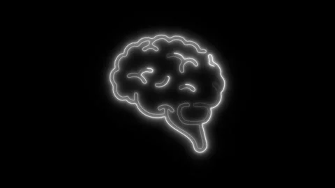 Glowing All Brain Icon and Symbol in HD Video Neon 库存影片 304556828