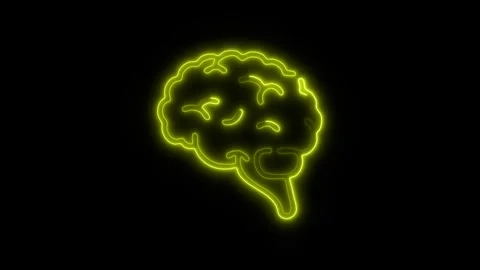 Glowing All Brain Icon and Symbol in HD Video Neon 스톡 동영상 304556832