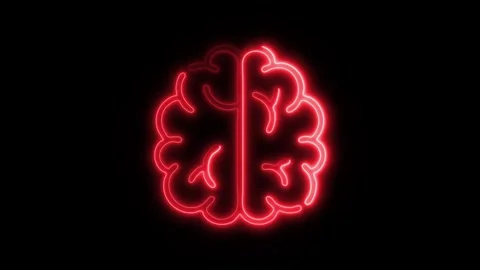 Glowing All Brain Icon and Symbol in HD Video Neon 库存影片 304556864
