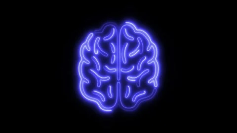 Glowing All Brain Icon and Symbol in HD Video Neon Video stock 304556869