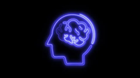 Glowing All Brain Icon and Symbol in HD Video Neon 스톡 동영상 304556918