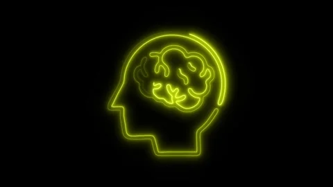 Glowing All Brain Icon and Symbol in HD Video Neon Stock-Footage 304556919