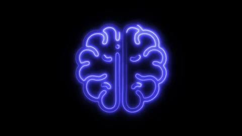 Glowing All Brain Icon and Symbol in HD Video Neon 库存影片 304556925