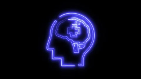 Glowing All Brain Icon and Symbol in HD Video Neon 库存影片 304556943