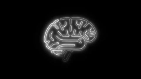 Glowing All Brain Icon and Symbol in HD Video Neon Stock-Footage 304556945