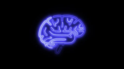 Glowing All Brain Icon and Symbol in HD Video Neon Stock-Footage 304556948