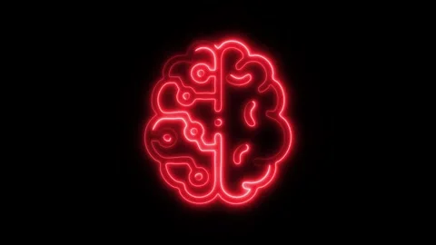 Glowing All Brain Icon and Symbol in HD Video Neon 库存影片 304556995