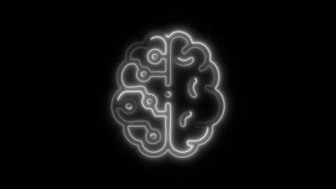Glowing All Brain Icon and Symbol in HD Video Neon 库存影片 304557030