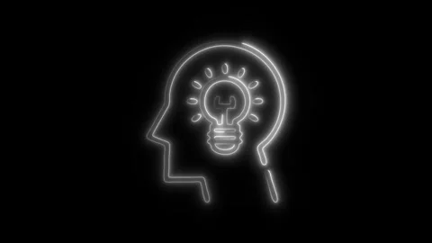 Glowing All Brain Icon and Symbol in HD Video Neon Vidéo 304557032