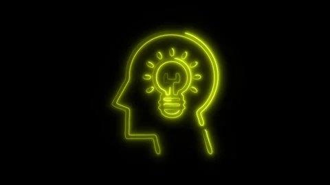Glowing All Brain Icon and Symbol in HD Video Neon Stock-Footage 304557038
