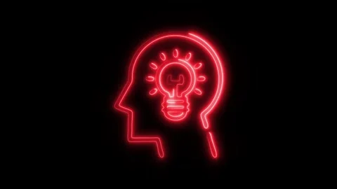 Glowing All Brain Icon and Symbol in HD Video Neon 스톡 동영상 304557042