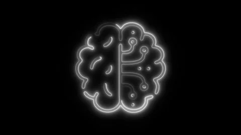 Glowing All Brain Icon and Symbol in HD Video Neon 库存影片 304557073