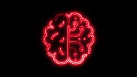 Glowing All Brain Icon and Symbol in HD Video Neon Stock Footage 304557079