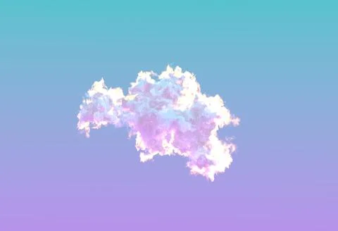Glowing alone big pink cloud isolated, cgi nature 3D rendering Illustrazione stock