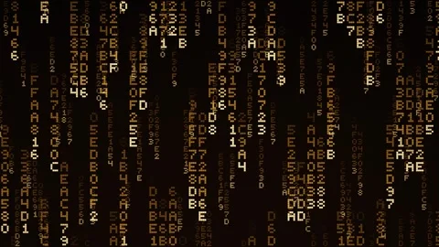 Glowing Amber Alphanumeric Code Seamless Loop Stock Footage 340513011