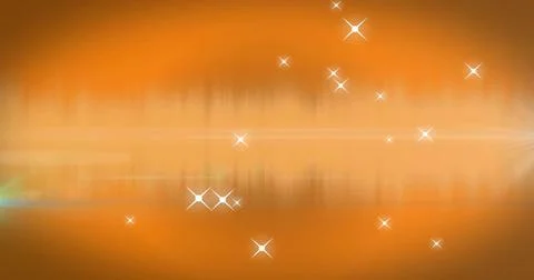 Glowing amber gradient backdrop with central band, vertical streaks, star Stock Illustration