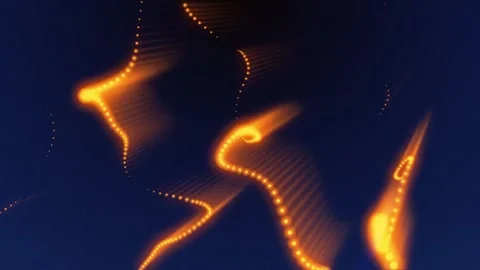 Glowing Amber Particle Waves Abstract Tech Motion Stock Footage 343260244