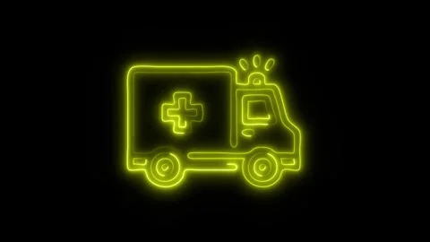Glowing Ambulance Icon in HD Video Neon Animation Vidéo 304556276