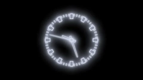 Glowing Analog Minimalist Clock Design Animation, A glowing Analog clock wi.. Stock Footage 307064755