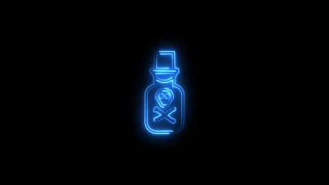 Glowing and bright neon line danger poison animated sign icon, toxic sign s.. Stock Footage 293484528