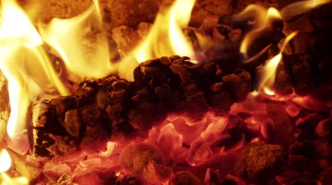 Glowing and burning fireplace in the evening Video stock 42254530
