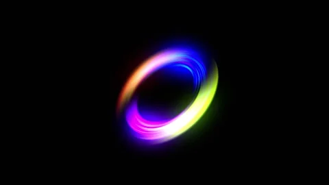 Glowing and colorful circle rotation on dark background Stock Footage 289664860