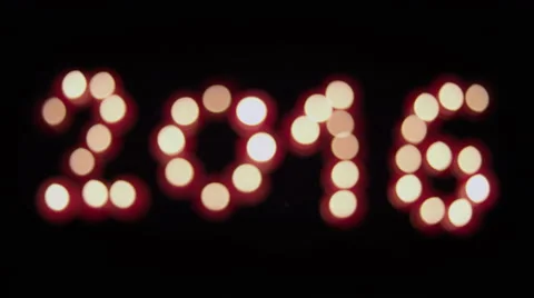 Glowing and defocus 2016 and colored lights Video stock 55971277
