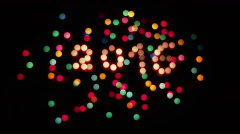 Glowing and defocus 2016 and colored lights Video stock 55972326