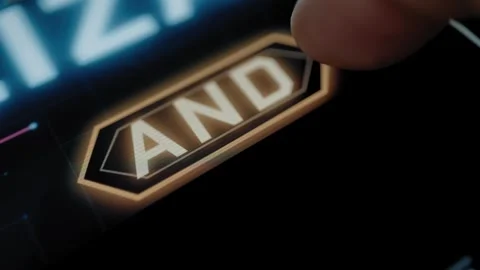 Glowing AND logic control appears beneath a GPU utilization interface as Stock Footage 342486723