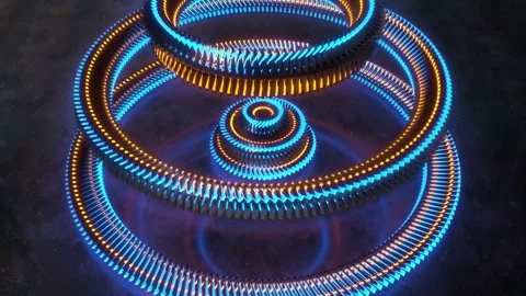 Glowing and Rotating 3D Cubes Ring Animation. Illuminated on the Floor. 4K Video stock 279931629