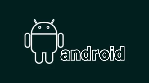 Glowing Android system device logo design illustration background. Stock Illustration