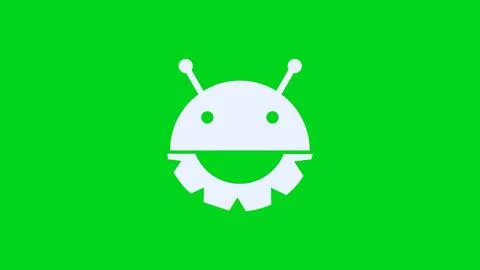 Glowing Android system device logo design illustration background. Stock Illustration