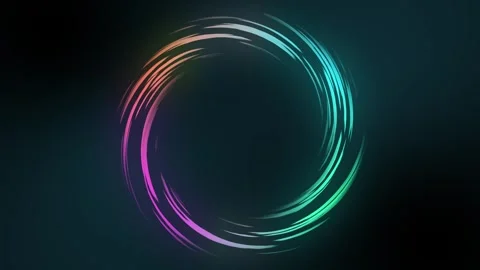 Glowing animated circle neon background. A colorful circle spins around. Stock Footage 251050014