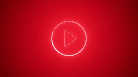 Glowing animated neon line Play button icon on red background. Seamless loop. Stock Footage 166325931