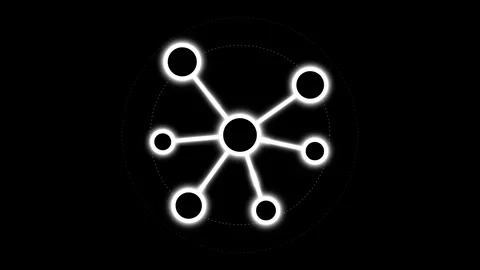 Glowing animated network connection icon on black background Stock Footage 342342466