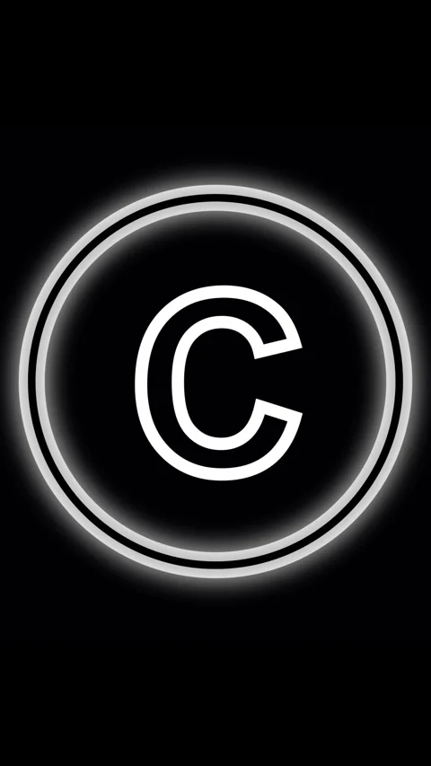 Glowing animated white letter C inside double ringed circle. Letter C alpha.. Stock Footage 344843878
