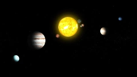 Glowing Animation of the solar system with planets orbiting the sun Stock Footage 317856706